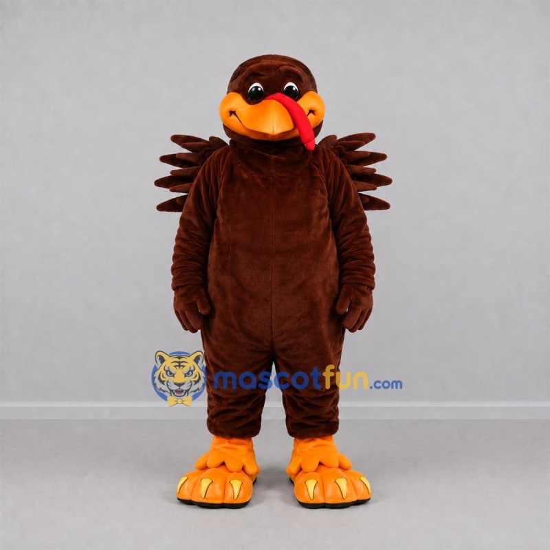 Custom Brown and Orange Turkey Mascot Costume Adult Full Body Suit for Thanksgiving Events Custom Brown and Orange Turkey Mascot Costume Adult Full Body Suit for Thanksgiving Events