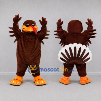 Custom Brown and Orange Turkey Mascot Costume Adult Full Body Suit for Thanksgiving Events
