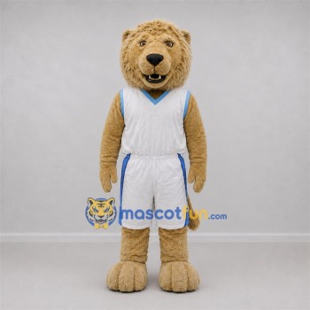 Custom Tan and White Lion Mascot Costume Adult Full Body Suit for Sports Events