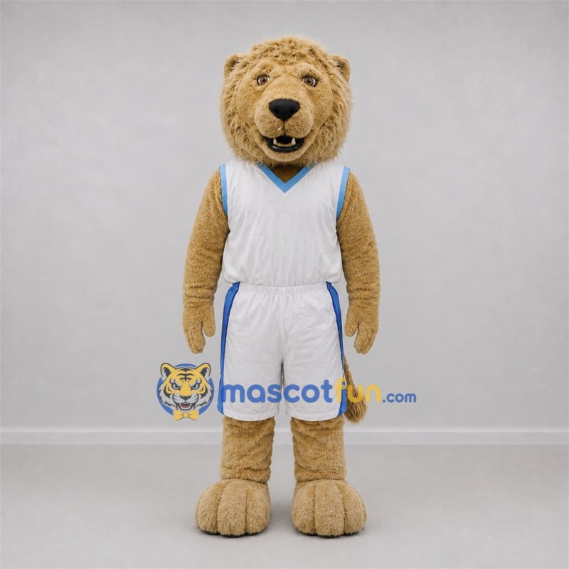 Custom Tan and White Lion Mascot Costume Adult Full Body Suit for Sports Events Custom Tan and White Lion Mascot Costume Adult Full Body Suit for Sports Events