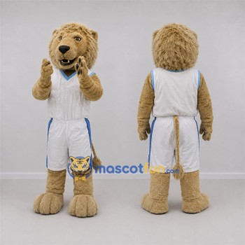 Custom Tan and White Lion Mascot Costume Adult Full Body Suit for Sports Events