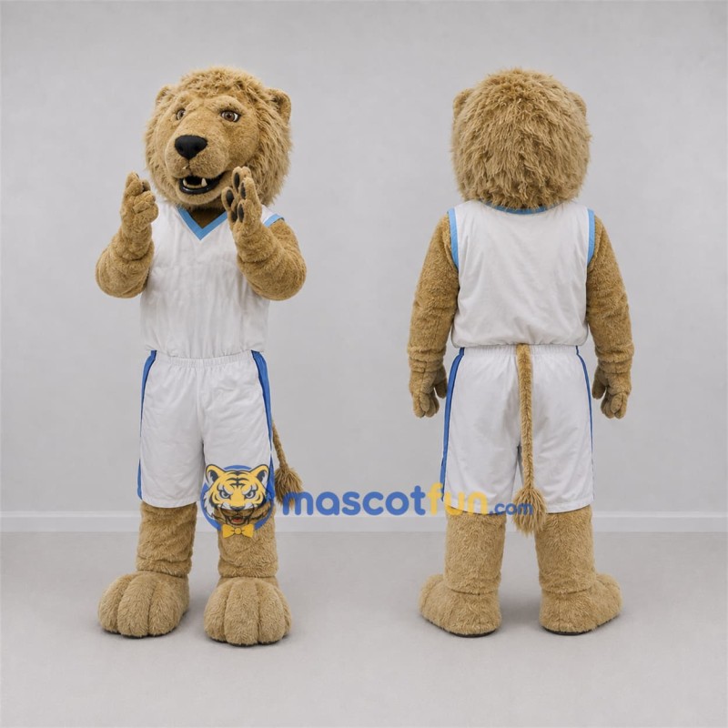 Custom Tan and White Lion Mascot Costume Adult Full Body Suit for Sports Events Custom Tan and White Lion Mascot Costume Adult Full Body Suit for Sports Events