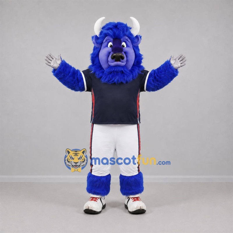 Custom Blue and White Bull Mascot Costume Adult Full Body Suit for Sports Events