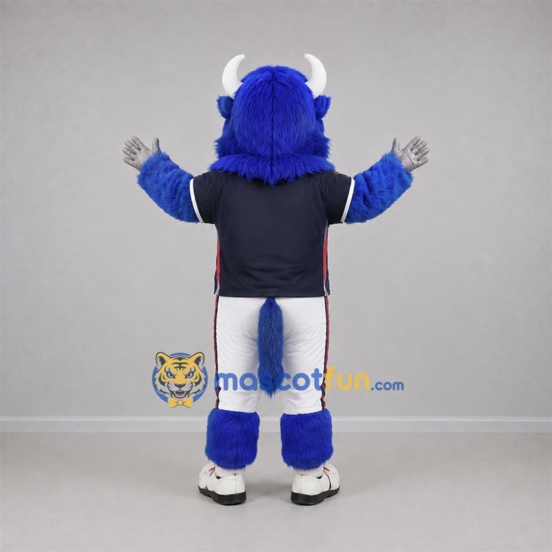 Custom Blue and White Bull Mascot Costume Adult Full Body Suit for Sports Events