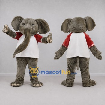 Custom Gray and White Elephant Mascot Costume Adult Full Body Suit for Sports Events