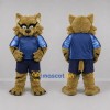 Custom Tan and Blue Wildcat Mascot Costume Adult Full Body Suit for Sports Events