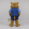 Custom Tan and Blue Wildcat Mascot Costume Adult Full Body Suit for Sports Events