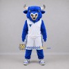 Custom Blue and White Bull Mascot Costume Adult Full Body Suit for Sports Events