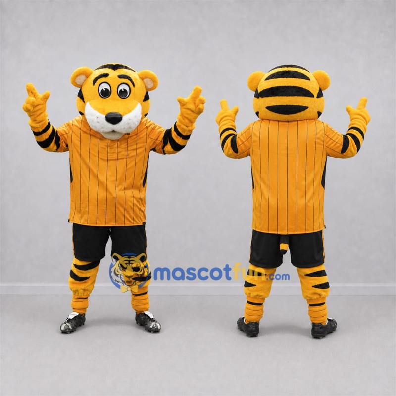 Custom Yellow and Black Tiger Mascot Costume Adult Full Body Suit for Sports Events