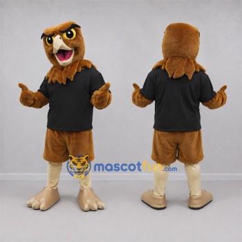 Custom Brown and Black Owl Mascot Costume Adult Full Body Suit for School Events