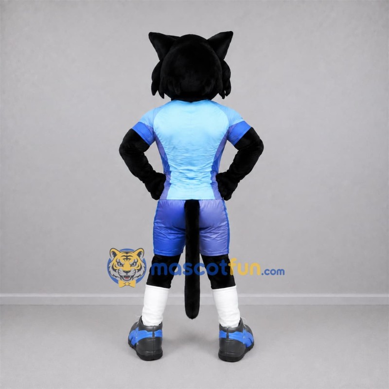 Custom Black and Blue Cat Mascot Costume Adult Full Body Suit for Sports Events Custom Black and Blue Cat Mascot Costume Adult Full Body Suit for Sports Events