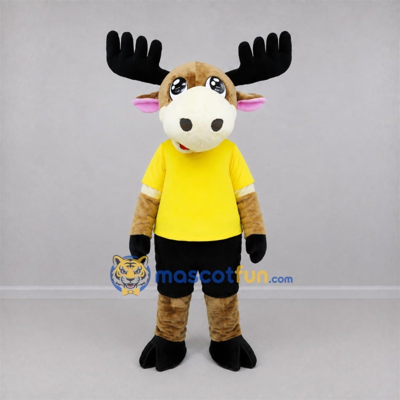 Custom Brown and Yellow Moose Mascot Costume Adult Full Body Suit for Sports Events Custom Brown and Yellow Moose Mascot Costume Adult Full Body Suit for Sports Events