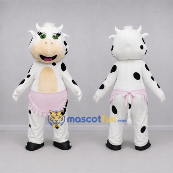 Custom White and Pink Cow Mascot Costume Adult Full Body Suit for Farm Events