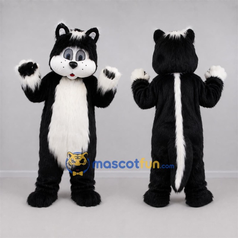 Custom Black and White Skunk Mascot Costume Adult Full Body Suit for Wildlife Events Custom Black and White Skunk Mascot Costume Adult Full Body Suit for Wildlife Events
