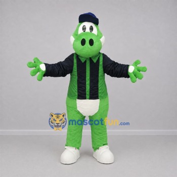 Custom Green and Navy Blue Dragon Mascot Costume Adult Full Body Suit for School Events