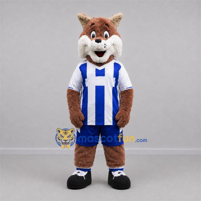 Custom Brown and Blue Fox Mascot Costume Adult Full Body Suit for Soccer Games Custom Brown and Blue Fox Mascot Costume Adult Full Body Suit for Soccer Games