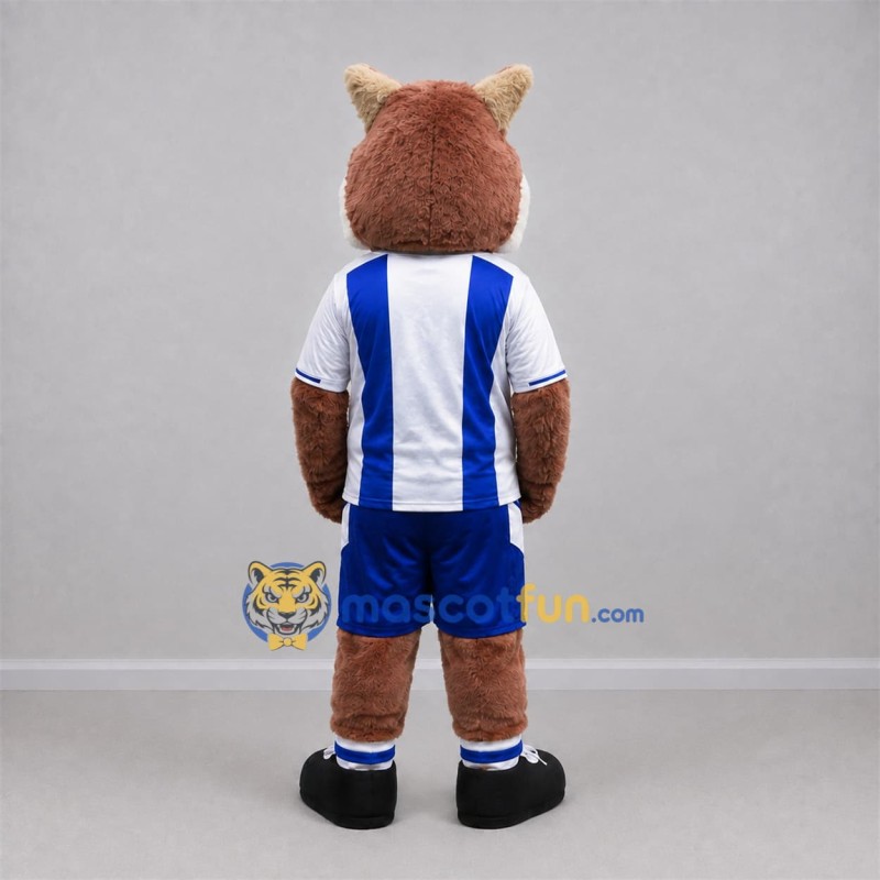 Custom Brown and Blue Fox Mascot Costume Adult Full Body Suit for Soccer Games Custom Brown and Blue Fox Mascot Costume Adult Full Body Suit for Soccer Games