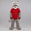 Custom Gray and Red Lynx Mascot Costume Adult Full Body Suit for Sports Events Custom Gray and Red Lynx Mascot Costume Adult Full Body Suit for Sports Events