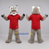 Custom Gray and Red Lynx Mascot Costume Adult Full Body Suit for Sports Events Custom Gray and Red Lynx Mascot Costume Adult Full Body Suit for Sports Events