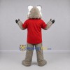 Custom Gray and Red Lynx Mascot Costume Adult Full Body Suit for Sports Events Custom Gray and Red Lynx Mascot Costume Adult Full Body Suit for Sports Events