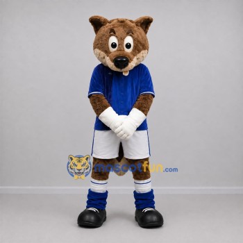 Custom Brown and Blue Fox Mascot Costume Adult Full Body Suit for Soccer Games Custom Brown and Blue Fox Mascot Costume Adult Full Body Suit for Soccer Games