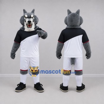 Custom Gray and White Wolf Mascot Costume Adult Full Body Suit for Sports Events