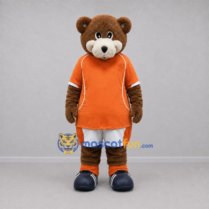 Custom Brown and Orange Bear Mascot Costume Adult Full Body Suit for Sports Events Custom Brown and Orange Bear Mascot Costume Adult Full Body Suit for Sports Events
