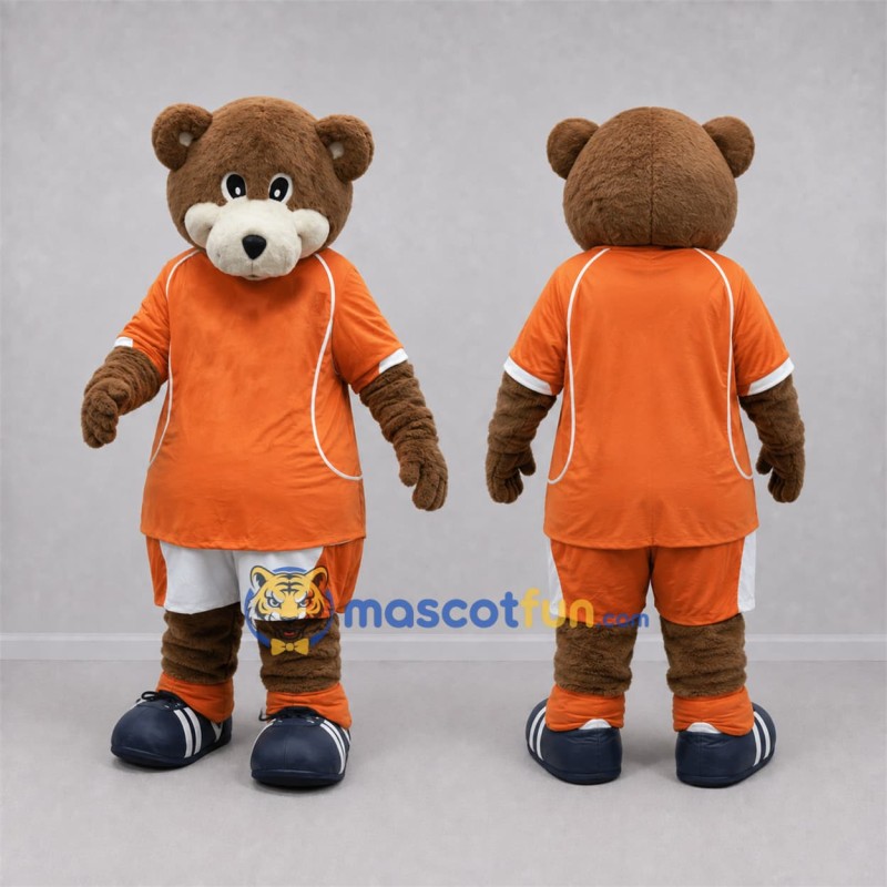Custom Brown and Orange Bear Mascot Costume Adult Full Body Suit for Sports Events Custom Brown and Orange Bear Mascot Costume Adult Full Body Suit for Sports Events