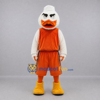 Custom White and Orange Duck Mascot Costume Adult Full Body Suit for Sports Events