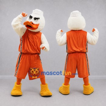 Custom White and Orange Duck Mascot Costume Adult Full Body Suit for Sports Events