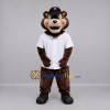 Custom Brown and White Bear Mascot Costume Adult Full Body Suit for Baseball Games Custom Brown and White Bear Mascot Costume Adult Full Body Suit for Baseball Games