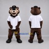 Custom Brown and White Bear Mascot Costume Adult Full Body Suit for Baseball Games Custom Brown and White Bear Mascot Costume Adult Full Body Suit for Baseball Games