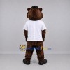 Custom Brown and White Bear Mascot Costume Adult Full Body Suit for Baseball Games Custom Brown and White Bear Mascot Costume Adult Full Body Suit for Baseball Games