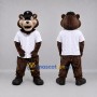 Custom Brown and White Bear Mascot Costume Adult Full Body Suit for Baseball Games