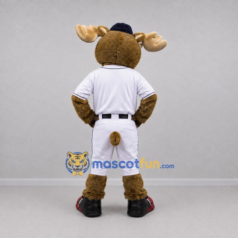 Custom Brown and White Moose Mascot Costume Adult Full Body Suit for Baseball Games Custom Brown and White Moose Mascot Costume Adult Full Body Suit for Baseball Games