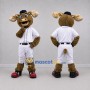 Custom Brown and White Moose Mascot Costume Adult Full Body Suit for Baseball Games