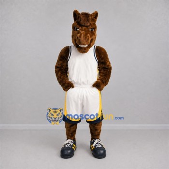 Custom Brown and White Horse Mascot Costume Adult Full Body Suit for Sports Events