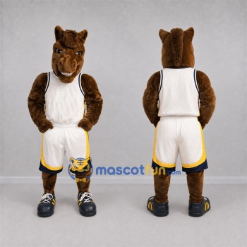 Custom Brown and White Horse Mascot Costume Adult Full Body Suit for Sports Events