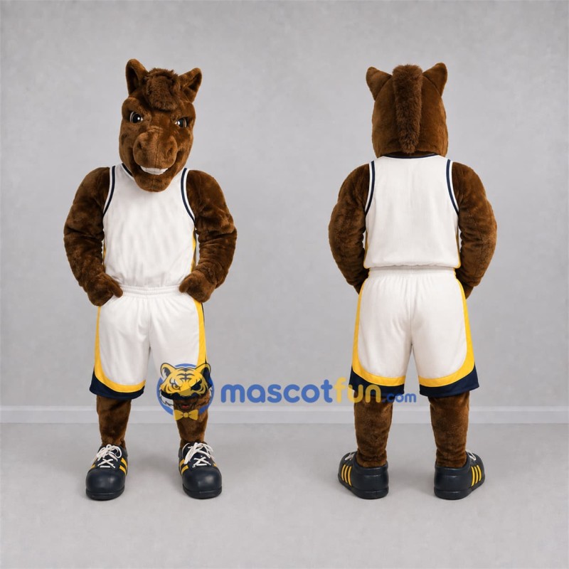 Custom Brown and White Horse Mascot Costume Adult Full Body Suit for Sports Events