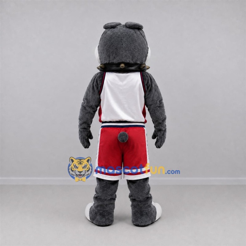 Custom Gray and Red Bulldog Mascot Costume Adult Full Body Suit for Sports Events Custom Gray and Red Bulldog Mascot Costume Adult Full Body Suit for Sports Events