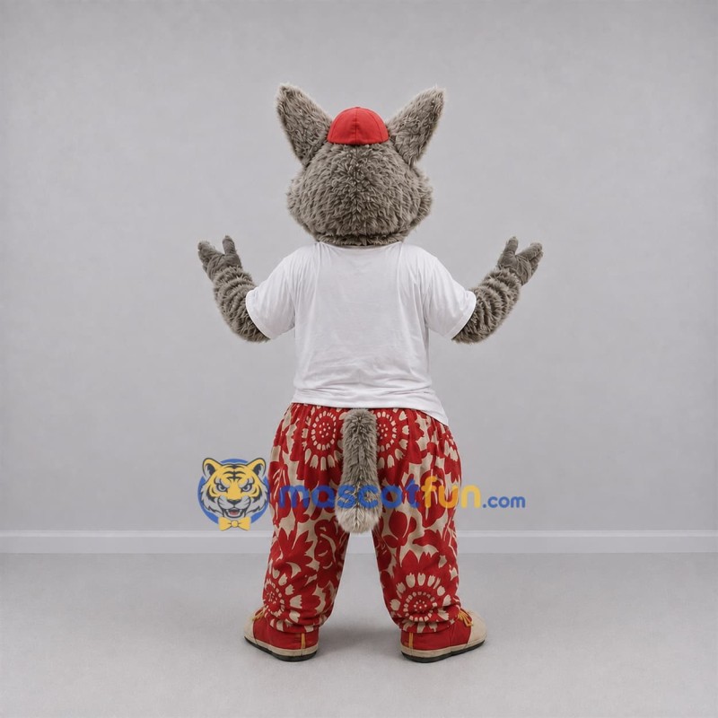 Custom Gray and Red Wolf Mascot Costume Adult Full Body Suit for School Events Custom Gray and Red Wolf Mascot Costume Adult Full Body Suit for School Events