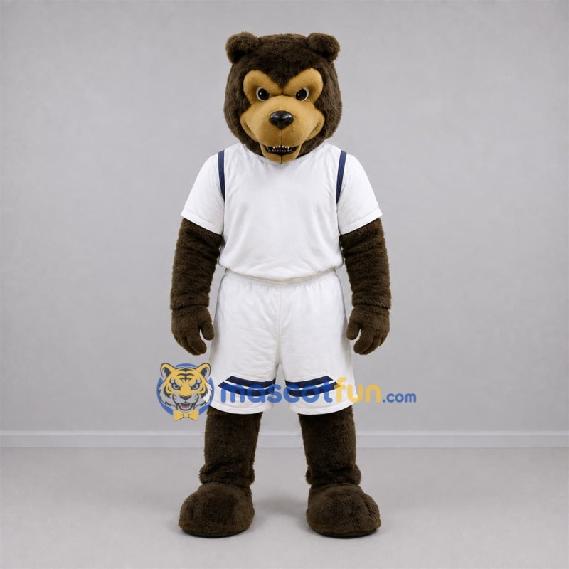 Custom Brown and White Bear Mascot Costume Adult Full Body Suit for Sports Events Custom Brown and White Bear Mascot Costume Adult Full Body Suit for Sports Events