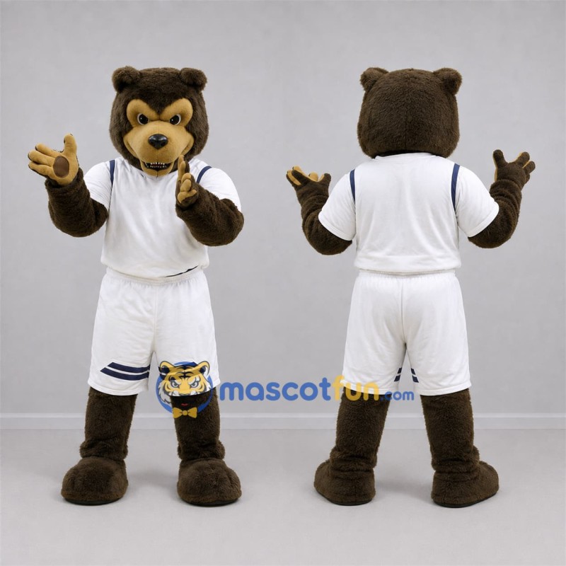 Custom Brown and White Bear Mascot Costume Adult Full Body Suit for Sports Events Custom Brown and White Bear Mascot Costume Adult Full Body Suit for Sports Events