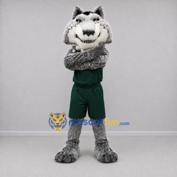 Custom Gray and Green Wolf Mascot Costume Adult Full Body Suit for Sports Events Custom Gray and Green Wolf Mascot Costume Adult Full Body Suit for Sports Events