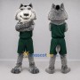 Custom Gray and Green Wolf Mascot Costume Adult Full Body Suit for Sports Events