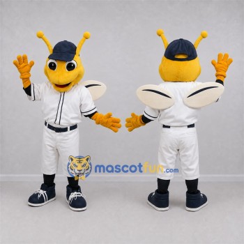 Custom Yellow and White Bee Mascot Costume Adult Full Body Suit for Baseball Games