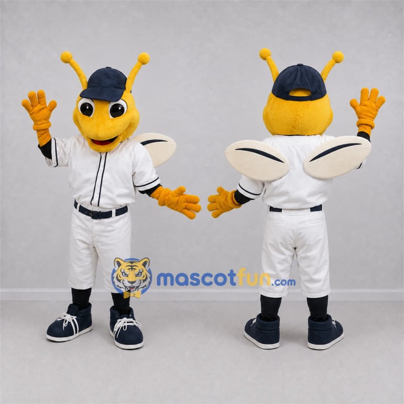 Custom Yellow and White Bee Mascot Costume Adult Full Body Suit for Baseball Games Custom Yellow and White Bee Mascot Costume Adult Full Body Suit for Baseball Games