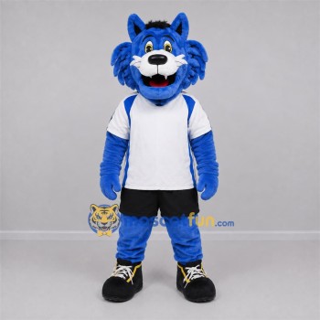Custom Blue and White Cat Mascot Costume Adult Full Body Suit for Sports Events Custom Blue and White Cat Mascot Costume Adult Full Body Suit for Sports Events