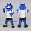 Custom Blue and White Cat Mascot Costume Adult Full Body Suit for Sports Events