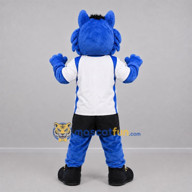 Custom Blue and White Cat Mascot Costume Adult Full Body Suit for Sports Events